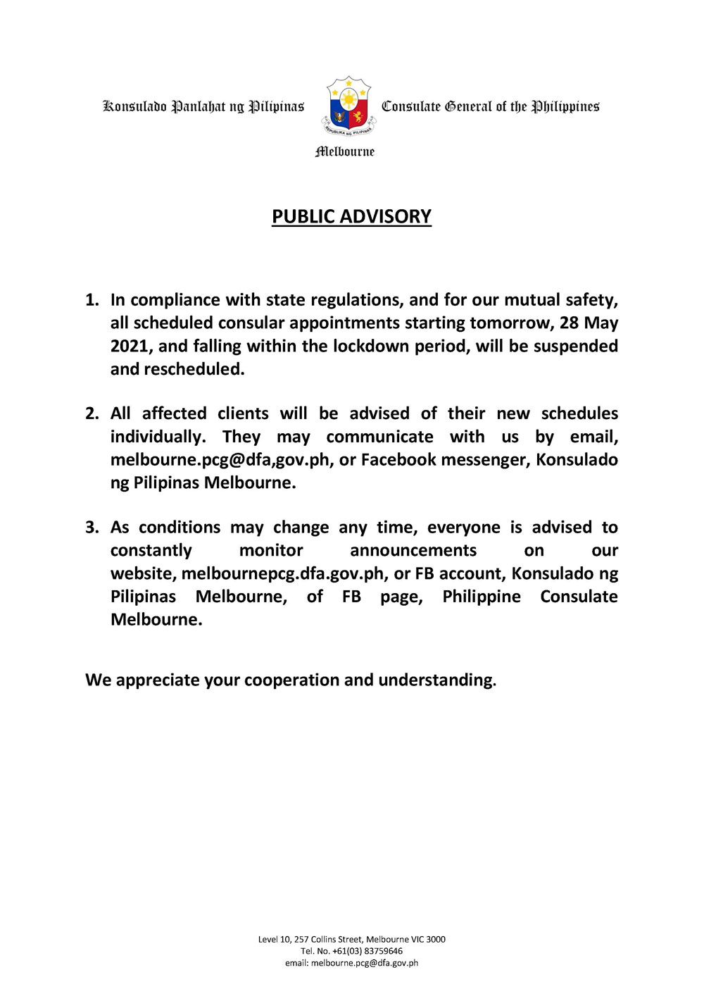 public advisory 27May2021